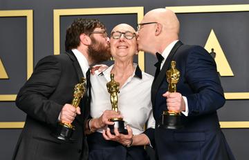 Filmmakers Jeff Reichert, Julia Reichert, and Steven Bognar, winners of the Documentary Feature award for “American Factory,” pose in the press room during the 92nd Annual Academy Awards at Hollywood and Highland on February 09, 2020 in Hollywood, California. (Photo by Amy Sussman/Getty Images)