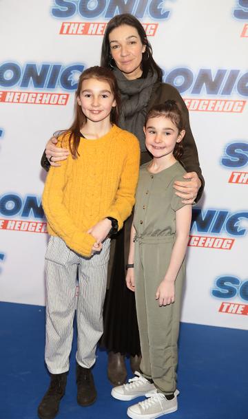 Hilda Fay with children Nancy Vale and Pearl Vale at the special preview screening of Sonic the Hedgehog Movie at the Odeon Cinema in Point Square, Dublin.
Pic: Brian McEvoy
