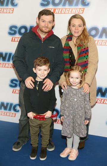 Eric Mahon, Aisling Mahon, Scott Mahon and Hannah Mahon at the special preview screening of Sonic the Hedgehog Movie at the Odeon Cinema in Point Square, Dublin.
Pic: Brian McEvoy
