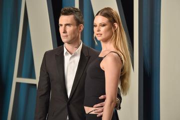 Adam Levine and Behati Prinsloo attend the 2020 Vanity Fair Oscar Party at Wallis Annenberg Center for the Performing Arts on February 09, 2020 in Beverly Hills, California. (Photo by David Crotty/Patrick McMullan via Getty Images)