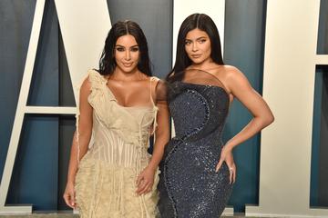 Kim Kardashian and Kylie Jenner attend the 2020 Vanity Fair Oscar Party at Wallis Annenberg Center for the Performing Arts on February 09, 2020 in Beverly Hills, California. (Photo by David Crotty/Patrick McMullan via Getty Images)