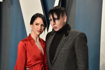 Lindsay Usich and Marilyn Manson attend the 2020 Vanity Fair Oscar Party at Wallis Annenberg Center for the Performing Arts on February 09, 2020 in Beverly Hills, California. (Photo by David Crotty/Patrick McMullan via Getty Images)