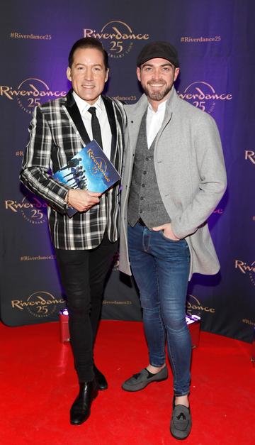 Julian Benson and Simon Murphy at the historic gala performance of Riverdance 25th Anniversary show at 3Arena Dublin exactly 25 years to the day that Riverdance was first performed at the Point Depot. 
Photo: Kieran Harnett
