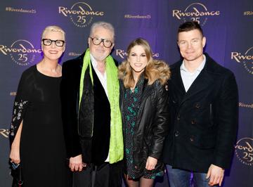 Moya Doherty, John McColgan, Amy Huberman and Brian O'Driscoll at the historic gala performance of Riverdance 25th Anniversary show at 3Arena Dublin exactly 25 years to the day that Riverdance was first performed at the Point Depot. 
Photo: Kieran Harnett

