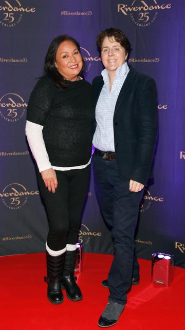 Norah Casey and Val Quinn at the historic gala performance of Riverdance 25th Anniversary show at 3Arena Dublin exactly 25 years to the day that Riverdance was first performed at the Point Depot. 
Photo: Kieran Harnett
