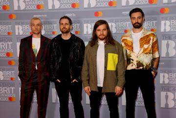 (L to R) Dan Smith, Will Farquarson, Chris Wood and Kyle J Simmons of Bastille attend The BRIT Awards 2020 at The O2 Arena on February 18, 2020 in London, England. (Photo by Dave J Hogan/Getty Images)