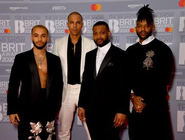 (L to R) Aston Merrygold, Marvin Humes, JB Gill and Oritse Williams of JLS attend The BRIT Awards 2020 at The O2 Arena on February 18, 2020 in London, England. (Photo by Dave J Hogan/Getty Images)