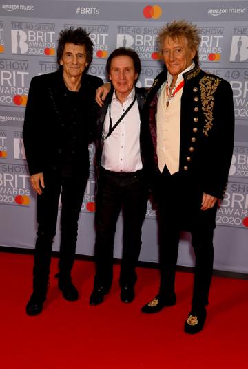 Ronnie Wood, Kenny Jones and Rod Stewart attend The BRIT Awards 2020 at The O2 Arena on February 18, 2020 in London, England. (Photo by Dave J Hogan/Getty Images)
