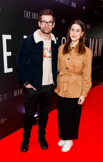 Mike Sheridan and Jo Linihan pictured at a special preview screening of The Invisible Man at Light House Cinema, Dublin. Picture: Andres Poveda.