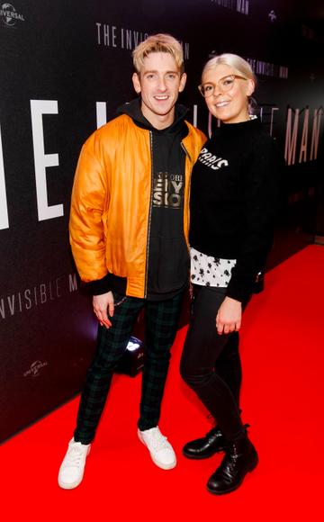 Stephen Byrne and Claudia Langford pictured at a special preview screening of The Invisible Man at Light House Cinema, Dublin. Picture: Andres Poveda.