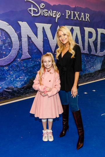 Kerri Nicole Blanc and daughter Kayla (8) pictured at the special preview screening of Disney Pixar's Onwards in the Odeon Point Village. 
Picture: Andres Poveda
