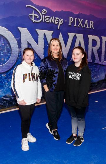 Cathy O'Connor pictured with Maggie and Rocha McGettigan from Dublin pictured at the special preview screening of Disney Pixar's Onwards in the Odeon Point Village. 
Picture: Andres Poveda
