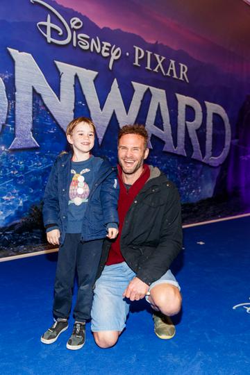 Theo and Stephen Flynn pictured at the special preview screening of Disney Pixar's Onwards in the Odeon Point Village. 
Picture: Andres Poveda
