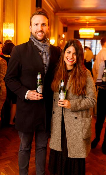 James O'Connell and Lucia Cavallaro at the launch of Cinema di Peroni, celebrating Italy in the movies, and the latest addition to its portfolio Peroni Libera 0.0%. Cinema di Peroni Dublin took place at The Stella Cinema in Rathmines, screening the award nominated The Talented Mr. Ripley. Picture: Andres Poveda