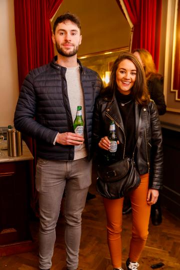 Stuart O'Donnel and Mariah Stack at the launch of Cinema di Peroni, celebrating Italy in the movies, and the latest addition to its portfolio Peroni Libera 0.0%. Cinema di Peroni Dublin took place at The Stella Cinema in Rathmines, screening the award nominated The Talented Mr. Ripley. Picture: Andres Poveda