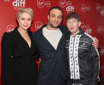 Actors Niamh Algar, Cosmos Jarvis and Barry Keoghan at the Virgin Media Dublin International Film Festival Irish Premiere screening  of Calm With Horses at the Lighthouse Cinema, Dublin.
Picture: Brian McEvoy.
