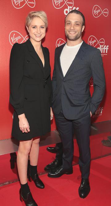 Niamh Algar and Cosmos Jarvis at the Virgin Media Dublin International Film Festival Irish Premiere screening  of Calm With Horses at the Lighthouse Cinema, Dublin.
Picture: Brian McEvoy.
