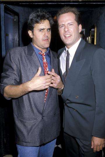 1986: Jay Leno and Bruce Willis (Photo by Jim Smeal/Ron Galella Collection via Getty Images)