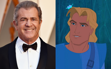 Mel Gibson voiced the character of John Smith in Pocahontas (1995). Photo by Frazer Harrison via Getty Images/@1995 Disney All Rights Reserved.