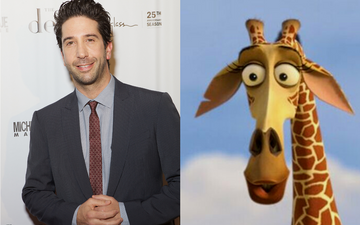 David Schwimmer gave his voice to Melman the giraffe in Madagascar (2005). Photo by Jeff Schear via Getty IMages/@2005 Disney All RIghts Reserved.
