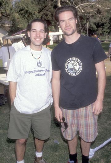 1993: Actor Paul Rudd and actor BoJesse Christopher attend the NFL Experience's 'Kids Day' on January 27, 1993 at the Rose Bowl Stadium in Pasadena, California. (Photo by Ron Galella, Ltd./Ron Galella Collection via Getty Images)