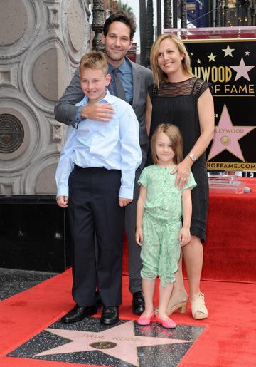 2015:  Actor Paul Rudd, wife Julie Yaeger, son Jack Rudd and daughter Darby Rudd attend the ceremony honoring Paul Rudd with a star on the Hollywood Walk of Fame on July 1, 2015 in Hollywood, California.  (Photo by Axelle/Bauer-Griffin/FilmMagic)