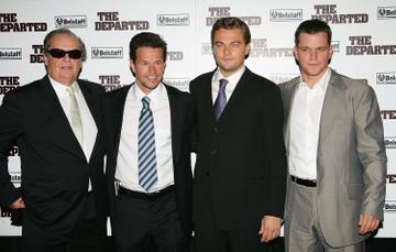 2006:  (L to R) Actors Jack Nicholson, Mark Wahlberg, Leonardo DiCaprio and Matt Damon attend the Warner Bros. Pictures premiere of "The Departed" at the Ziegfeld Theatre September 26, 2006 in New York City.  (Photo by Evan Agostini/Getty Images)