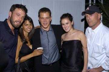 2004: Ben Affleck, Luciana Bozan, Matt Damon, Rumer Willis and Bruce Willis in at the world premiere of The Bourne Supremacy in Hollywood, California (Photo by Lester Cohen/WireImage)