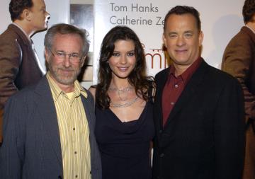 2004: Steven Spielberg, Catherine Zeta-Jones and Tom Hanks pictured at the world premiere of The Terminal. (Photo by L. Cohen/WireImage)