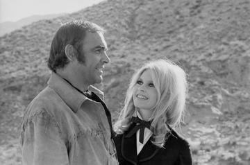 Scottish actor Sean Connery and French actress Brigitte Bardot on the set of Shalako, based on the novel by Louis Lamour and directed by Edward Dmytryk. (Photo by Jacques Haillot/Apis/Sygma/Sygma via Getty Images)