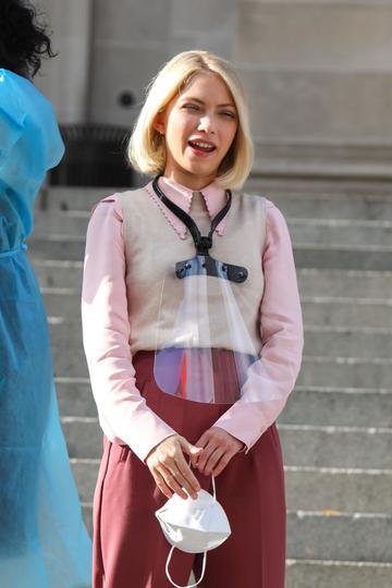 Tavi Gevinson is seen at the film set of the 'Gossip Girl' TV Series on November 10, 2020 in New York City.  (Photo by Jose Perez/Bauer-Griffin/GC Images)