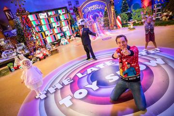 Isabella Douglas (4), Noah Oglesby (12) and Enya Allen (8) are pictured with Ryan Tubridy on the Roald Dahl themed set of this years The Late Late Toy Show.

Picture: Andres Poveda
