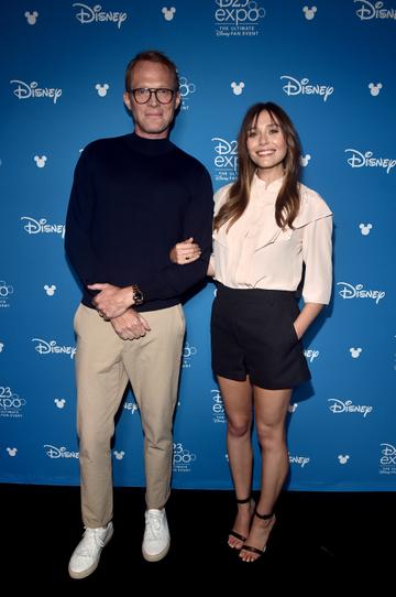 Paul Bettany and Elizabeth Olsen of 'WandaVision' pictured at  the Disney+ Showcase at Disney’s D23 EXPO 2019. (Photo by Alberto E. Rodriguez/Getty Images for Disney)