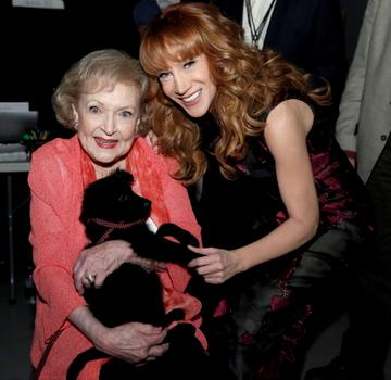 Betty White (L) and Kathy Griffin backstage at the second annual THE ALL-STAR DOG RESCUE CELEBRATION, a one-of-a-kind event celebrating Americas rescue dogs, airing Thursday, Nov. 26 (8:00-10:00 PM ET/PT) on FOX. (Photo by FOX Image Collection via Getty Images)