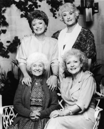 Promotional portrait of the cast of the TV series, 'The Golden Girls,' 1980s. CW, from top left: Rue McClanahan, Bea Arthur, Betty White and Estelle Getty. (Photo by Fotos International/Getty Images)