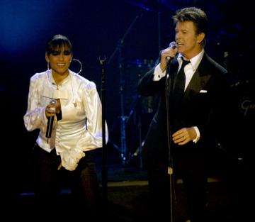 2006: Alicia Keys and David Bowie during Conde Nast Media Group Presents "The Black Ball" to Benefit 'Keep a Child Alive' Hosted by Alicia Keys and Iman - Show at Hammerstein Ballroom in New York City, New York, United States. ***Exclusive*** (Photo by KMazur/WireImage)