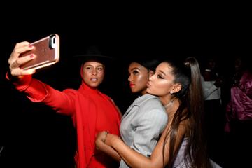 2018:  Alicia Keys, Janelle Monae and Ariana Grande take a selfie at Billboard Women In Music 2018 on December 6, 2018 in New York City.  (Photo by Kevin Mazur/Getty Images for Billboard )
