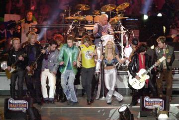 'NSYNC, Aerosmith and Britney Spears all perform during the halftime show for Super Bowl XXXV January 28, 2001 at the Raymond James Stadium in Tampa, FL. (Photo byDoug Pensinger/ALLSPORT)