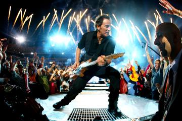 Musician Bruce Springsteen and the E Street Band  perform at the Bridgestone halftime show during Super Bowl XLIII between the Arizona Cardinals and the Pittsburgh Steelers on February 1, 2009 at Raymond James Stadium in Tampa, Florida.  (Photo by Jamie Squire/Getty Images)