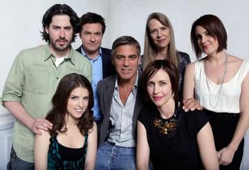 2009: (L-R) Writer/director Jason Reitman, actress Anna Kendrick, actor Jason Bateman, actor George Clooney, actresses Amy Morton, Vera Farmiga, and Melanie Lynskey pose for a portrait during the 2009 Toronto International Film Festival held at the Sutton Place Hotel on September 12, 2009 in Toronto, Canada.  (Photo by Jeff Vespa/WireImage)