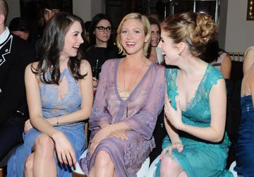 2013: (L - R) Actresses Alison Brie, Brittany Snow and Anna Kendrick attend the Alberta Ferretti and Vogue Limited Edition Collection 2013 Fashion Show and dinner hosted by Alberta Ferretti and Lisa Love to benefit the "Protect a Child" Campaign by Jordan River Foundation Hosted by Alberta Ferretti and Lisa Love to benefit the "Protect a Child" Campaign by Jordan River Foundation at the Chateau Marmont on January 10, 2013 in Los Angeles, California.  (Photo by Stefanie Keenan/WireImage)
