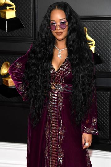 H.E.R. attends the 63rd Annual GRAMMY Awards at Los Angeles Convention Center on March 14, 2021 in Los Angeles, California. (Photo by Kevin Mazur/Getty Images for The Recording Academy )