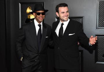 (L-R) Jimmy Jam and Ben Winston attend the 63rd Annual GRAMMY Awards at Los Angeles Convention Center on March 14, 2021 in Los Angeles, California. (Photo by Kevin Mazur/Getty Images for The Recording Academy )
