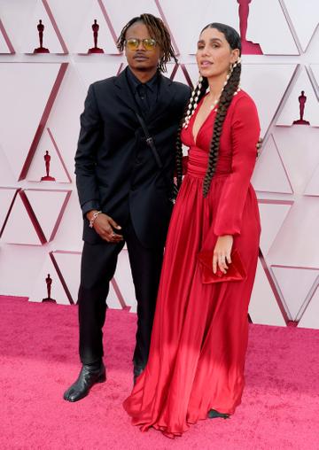 (L-R) Garrett Bradley and Azikiwe Mohammed attend the 93rd Annual Academy Awards at Union Station on April 25, 2021 in Los Angeles, California. (Photo by Chris Pizzello-Pool/Getty Images)