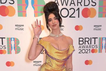 Dua Lipa arrives at The BRIT Awards 2021 at The O2 Arena on May 11, 2021 in London, England.  (Photo by David M. Benett/Dave Benett/Getty Images)