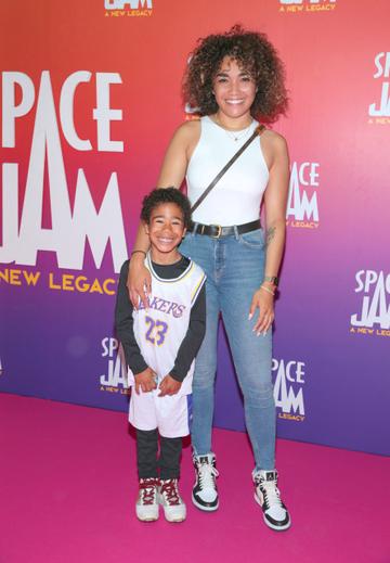 Erica Cody with her brother Carlos at the Irish Premiere screening of Space Jam : A New Legacy at the Odeon Cinema in Point Square,Dublin
 Picture PIP