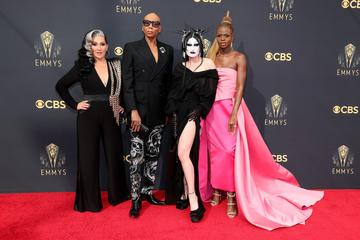 LOS ANGELES, CALIFORNIA - SEPTEMBER 19: (L-R) Michelle Visage, RuPaul, Gottmik, and Symone attend the 73rd Primetime Emmy Awards at L.A. LIVE on September 19, 2021 in Los Angeles, California. (Photo by Rich Fury/Getty Images)