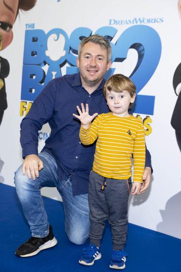 Conor Mathews and Calum Mathews (4) from Baldoyle pictured at a special preview screening of The Boss Baby 2: Family Business at Odeon Point Square, Dublin. Picture Andres Poveda