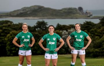 Canterbury Reveal New Ireland Rugby Jerseys For 2021/22 Season. 
Pictured at the launch of the store and on Canterbury.com is Amee-Leigh Murphy Crowe (centre), Eve Higgins (Right) and Stacey Flood (Left) 
Mandatory Credit ©INPHO/Dan Sheridan