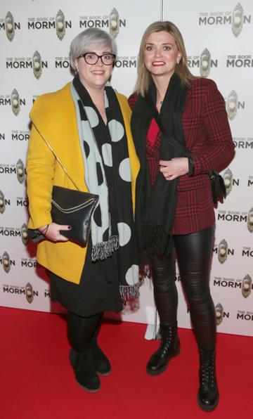Fiona Donnellan and Grace Flynn pictured at the opening of the musical 'The Book of Mormon' at the Bord Gais Energy Theatre,Dublin.
Pic Brian McEvoy
